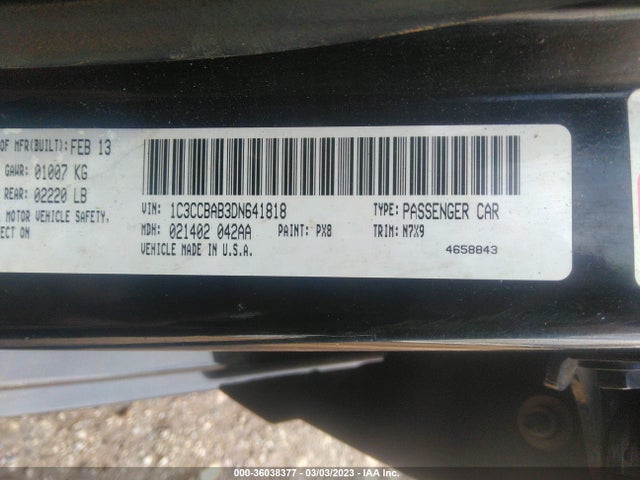 1C3CCBAB3DN641818 Chrysler 200 LX