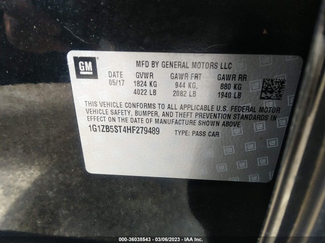2017 CHEVROLET MALIBU LS VIN: 1G1ZB5ST4HF279489