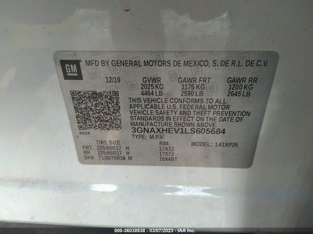 Chevrolet EQUINOX LS 2020 3GNAXHEV1LS605684 Image 9