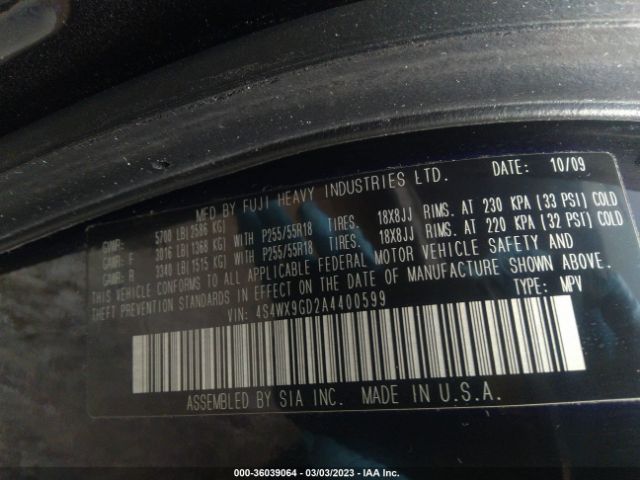 4S4WX9GD2A4400599 Subaru Tribeca 3.6r Limited