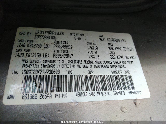 Dodge NITRO SXT 2007 1D8GT28K77W736028 Image 10