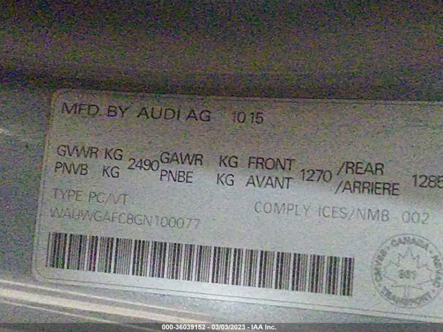 2016 Audi A7, VIN: WAUWGAFC8GN100077