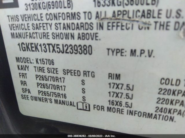 1GKEK13TX5J239380 GMC YUKON SLT