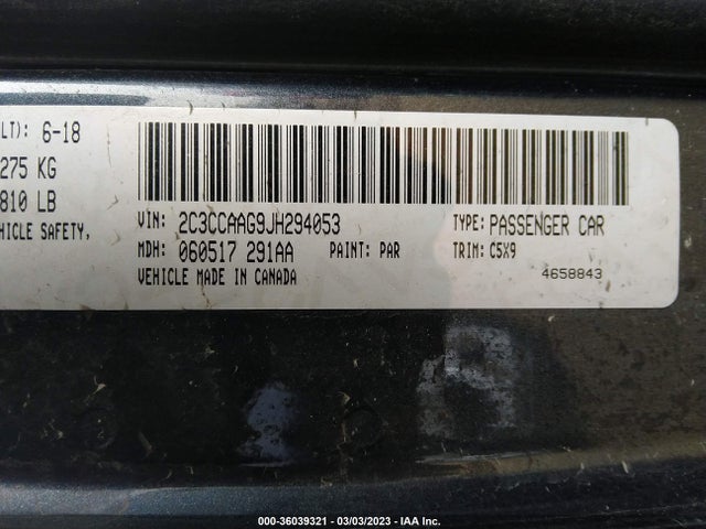 2C3CCAAG9JH294053 Chrysler 300 Touring