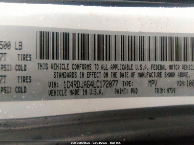 1C4RDJAG4LC172077 Dodge Durango Sxt Plus