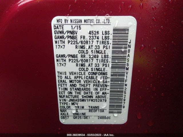 Nissan Rogue Select S 2015 JN8AS5MV1FW252979 Image 9