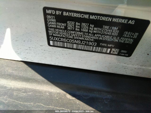 5UXCR6C05N9J21903 BMW X5 Xdrive40i
