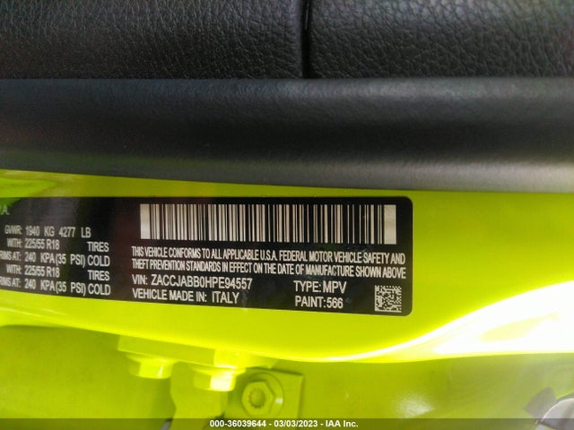 Jeep Renegade Altitude 2017 ZACCJABB0HPE94557 Image 9
