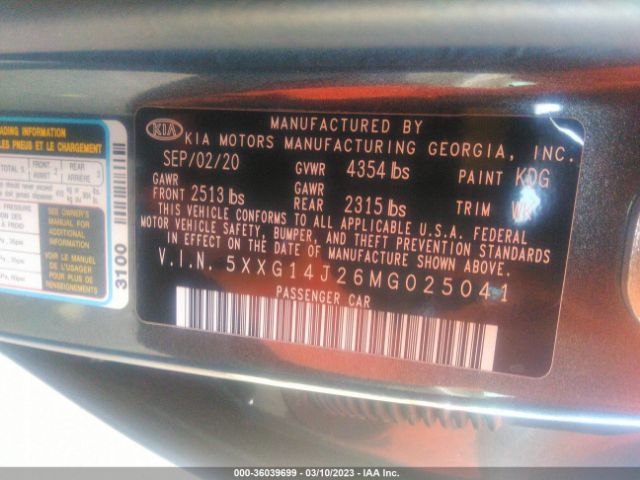 5XXG14J26MG025041 KIA K5 LXS