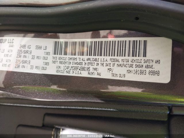 1C4PJMDB9FW586105 Jeep Cherokee Limited