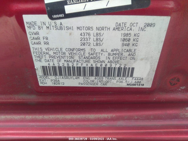 Mitsubishi Galant 2010 4A32B2FFXAE009722 Image 9