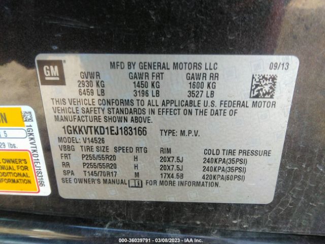 1GKKVTKD1EJ183166 GMC Acadia Denali