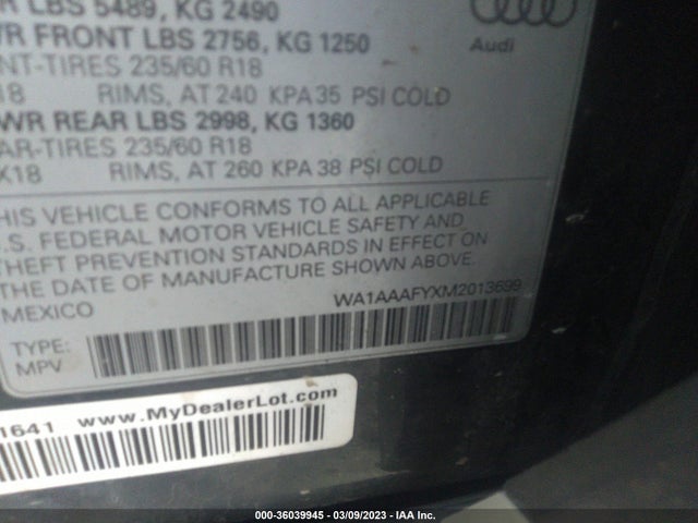 WA1AAAFYXM2013699 Audi Q5 PREMIUM