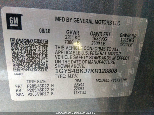 1GYS4BKJ7KR128808 Cadillac Escalade Luxury