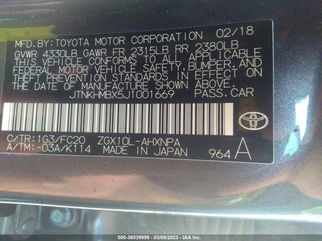 Toyota C-HR XLE 2018 JTNKHMBX5J1001669 Image 10