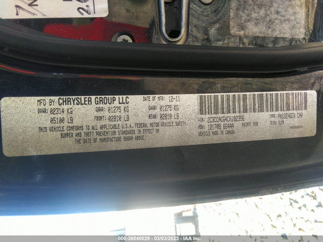 2012 CHRYSLER 300 LIMITED VIN: 2C3CCACG4CH182356