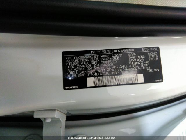 LYVA22RK2JB078931 Volvo Xc60 Momentum