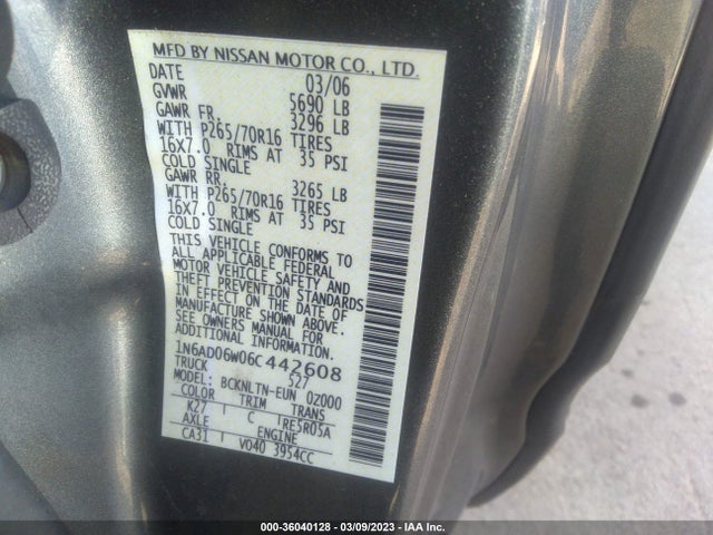 Nissan Frontier Se 2006 1N6AD06W06C442608 Image 9