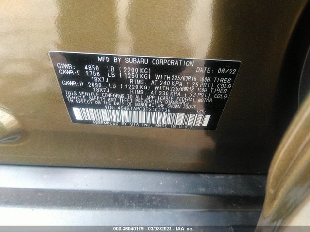 2023 Subaru Outback, VIN: 4S4BTAPC0P3103736