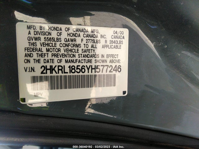 2000 HONDA ODYSSEY LX VIN: 2HKRL1856YH577246