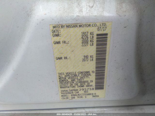 1N4AL3AP6HC295758 Nissan Altima 2.5 Sv