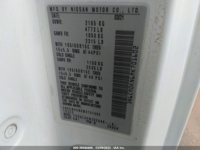 3N6CM0KN6MK701602 Nissan Nv200 Compact Cargo S