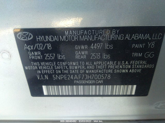 Hyundai SONATA SE 2018 5NPE24AF7JH700578 Image 9