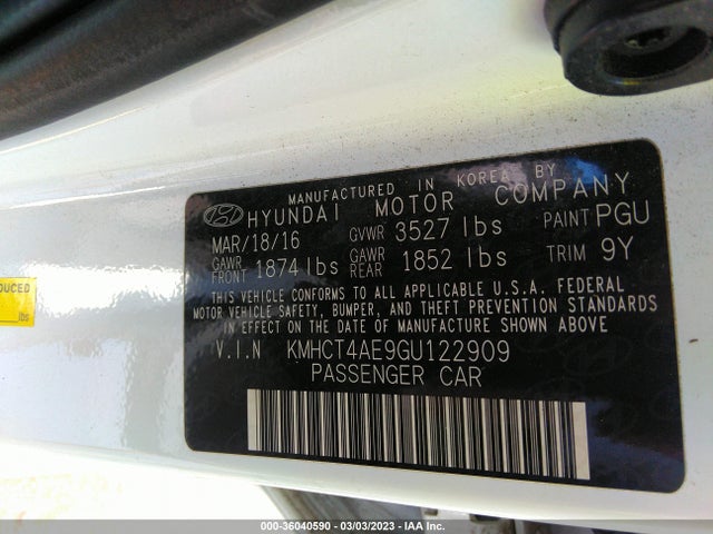 2016 Hyundai Accent, VIN: KMHCT4AE9GU122909