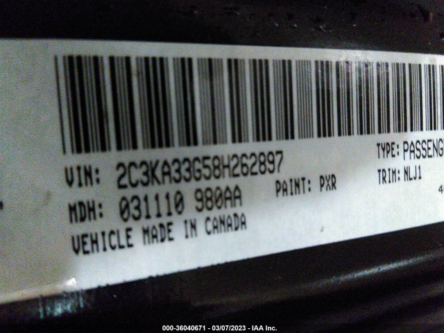 2008 CHRYSLER 300 LIMITED VIN: 2C3KA33G58H262897