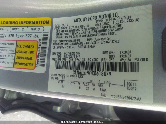 Lincoln Mkz Reserve Ii 2019 3LN6L5F90KR618079 Image 9