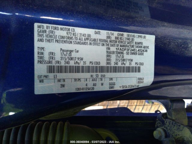 1FADP3F24EL452438 Ford FOCUS SE