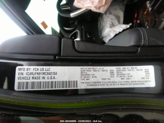1C4RJFN91MC842154 Jeep Grand Cherokee Trackhawk