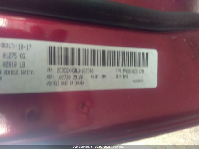 2C3CDXHG8JH166540 Dodge Charger Sxt Plus