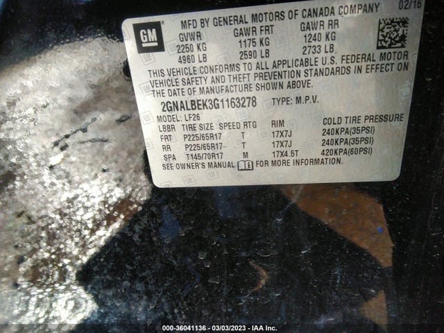 Chevrolet EQUINOX LS 2016 2GNALBEK3G1163278 Image 9