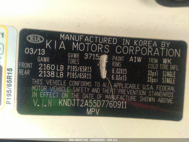 KIA Soul Base 2013 KNDJT2A55D7760911 Image 9