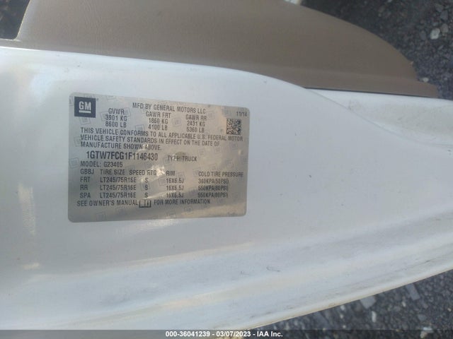 GMC SAVANA CARGO VAN 2015 1GTW7FCG1F1146430 Image 9