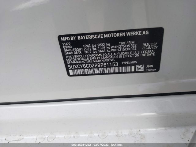 5UXCY6C02P9P61153 BMW X6 Xdrive40i