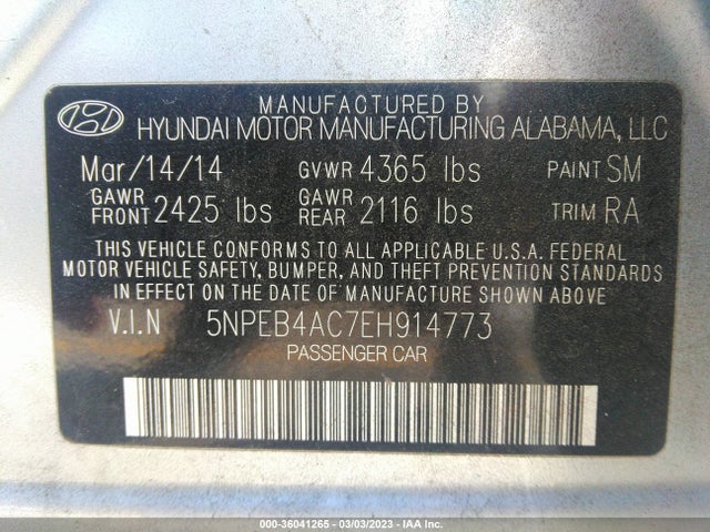 Hyundai SONATA GLS 2014 5NPEB4AC7EH914773 Image 9