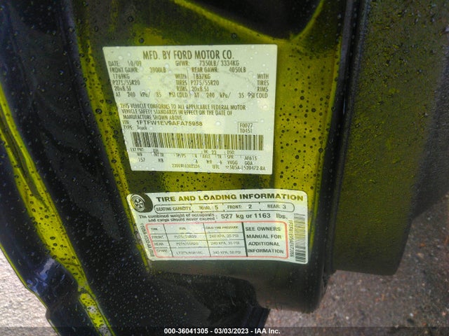 2010 FORD F-150 XL/XLT/FX4/LARIAT VIN: 1FTFW1EV9AFA75958