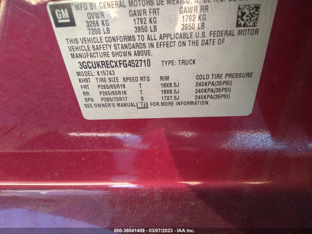 Chevrolet Silverado 1500 Lt 2015 3GCUKRECXFG452710 Image 9