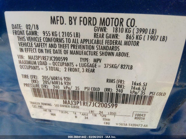 2018 Ford Ecosport, VIN: MAJ3P1RE7JC200599