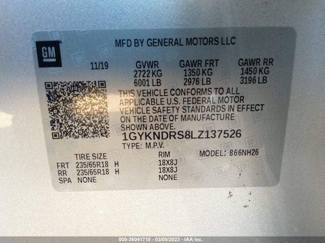 2020 Cadillac XT5, VIN: 1GYKNDRS8LZ137526