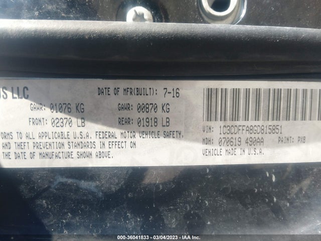 Dodge Dart Sxt Sport 2016 1C3CDFFA8GD815851 Image 9