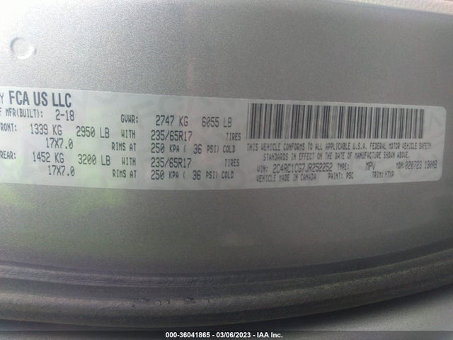 2C4RC1CG7JR252252 Chrysler Pacifica Lx
