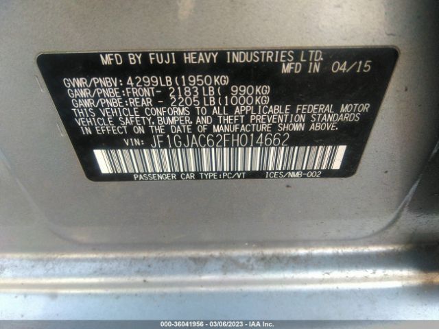 JF1GJAC62FH014662 Subaru Impreza Sedan Premium