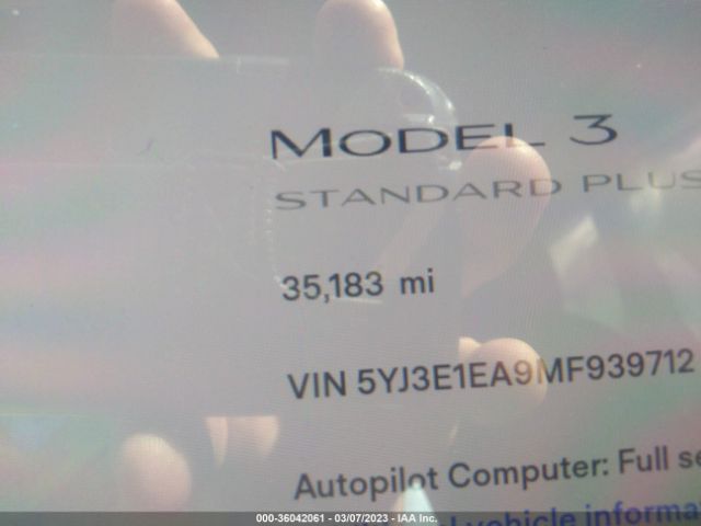 5YJ3E1EA9MF939712 Tesla Model 3 Standard Range Plus