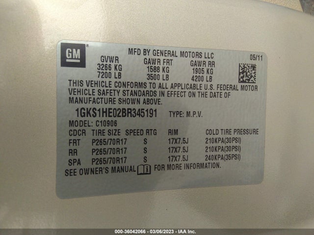 GMC Yukon Xl Sle 2011 1GKS1HE02BR345191 Image 10