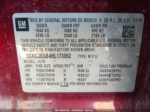 Chevrolet TRAX LS 2017 3GNCJKSB4HL173062 Image 9