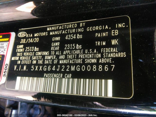 5XXG64J22MG008867 KIA K5 Gt-line