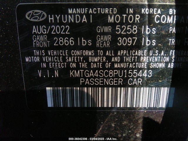 Genesis G80 2.5t 2023 KMTGA4SC8PU155443 Image 9